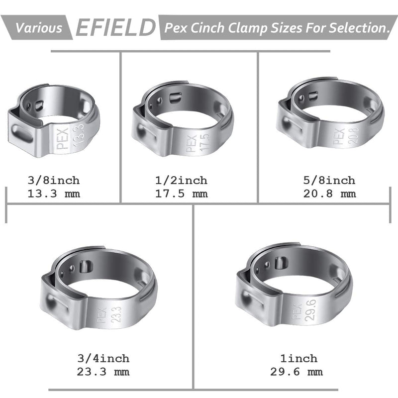  [AUSTRALIA] - CVS 50 PCS 3/4 Inch PEX Cinch Clamp Rings, Stainless Steel Pex Fittings Crimp Rings Pinch Clamps for PEX Tubing Pipe Fitting Connections (3/4 Inch)