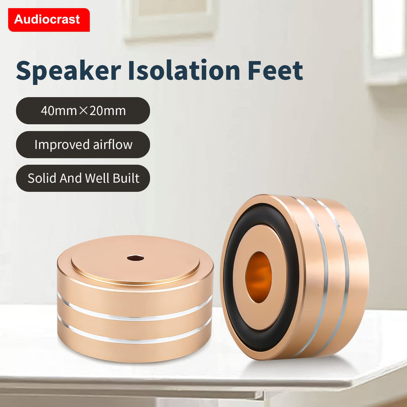  [AUSTRALIA] - Audiocrast 4X Gold HiFi Speaker Isolation Feet Pad, Aluminum 40x20mm Turntable Stand Feet Amplifier Shock Absorber Non-Slip Hi-End Vibration Dampener Floor Protector for Subwoofer DAC CD Turntable Amp