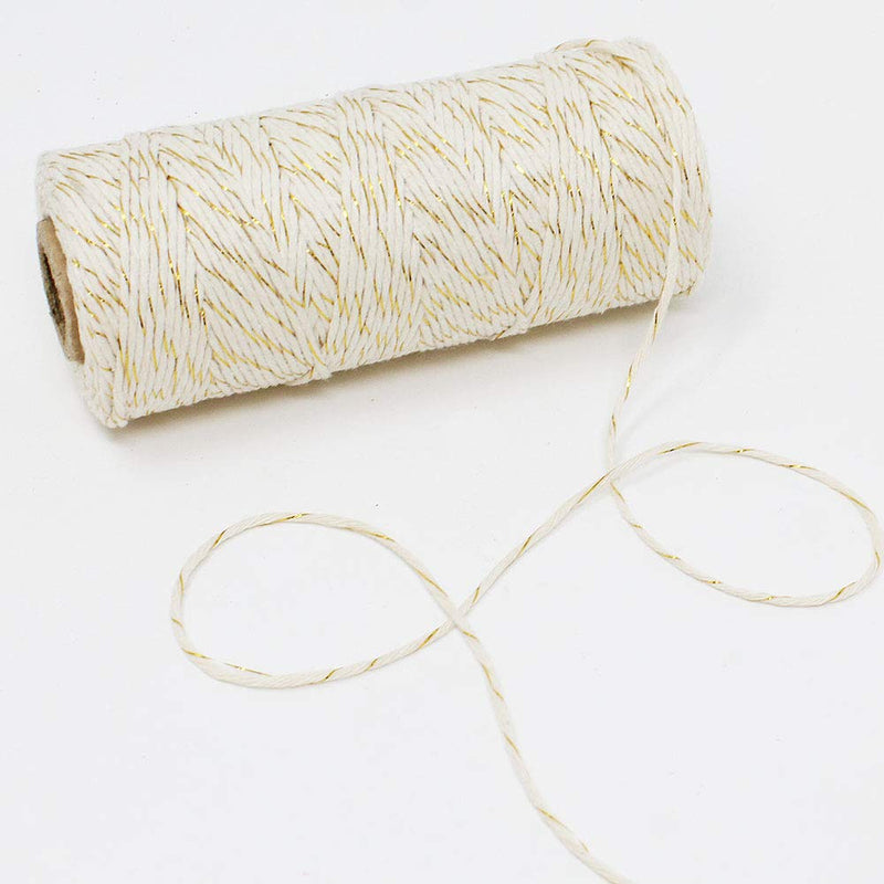  [AUSTRALIA] - Just Artifacts Eco Bakers Twine 110yd 11ply Striped Gold - Decorative Bakers Twine for DIY Crafts and Gift Wrapping
