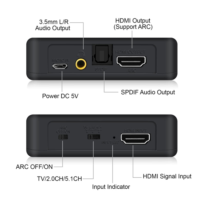  [AUSTRALIA] - avedio links 4K@60Hz HDMI 2.0b Audio Extractor Splitter Converter, HDMI to HDMI + Optical Toslink SPDIF + 3.5mm Stereo Analog Audio, HDMI Audio Embedder Inserter for PS5,Xbox, Optical Fiber Included