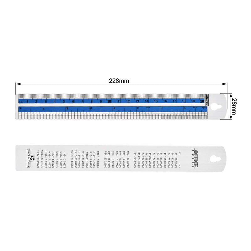  [AUSTRALIA] - uxcell Aluminum Rulers 8 Inch 20cm Precision Straight Edge Metal Ruler Metric and Imperial Ruler Measuring Tool, (Blue, 2Pcs) Blue