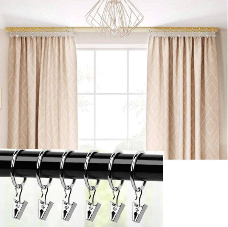  [AUSTRALIA] - K Y KANGYUN 20 Pack Rings Curtain Clips Strong Metal for Decorative Drapery Window Rustproof Strong Metal Decorative Drapery Window Curtain Ring with Clip 1.5'' Interior Diameter Silver