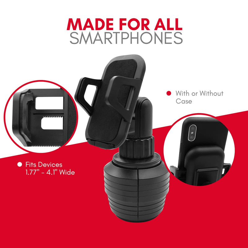  [AUSTRALIA] - Macally Cup Holder Phone Mount, [Upgraded] Cell Phone Holder for Car Cup Holder with Universal Cup Phone Holder for iPhone, Samsung, Smartphone - Cupholder Phone Holder for Car, Truck, Golf Cart