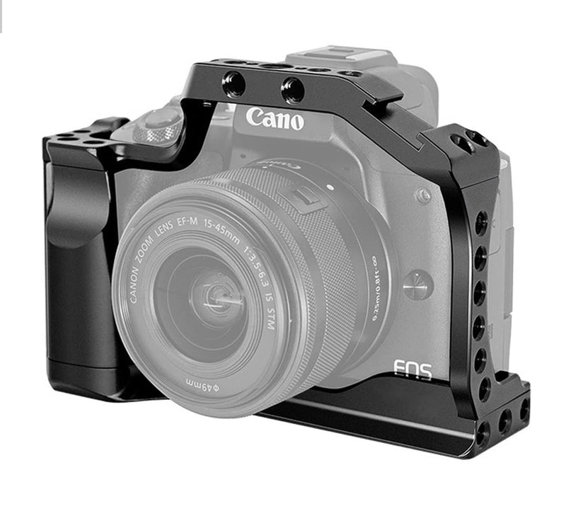  [AUSTRALIA] - ALILUSSO Camera Cage for Canon EOS M50 /M50 II /M5,1/4 3/8 Inch Screw Holes, Cold Shoe and Arri Locating Hole,Aluminium Alloy Photography Shooting Vlog