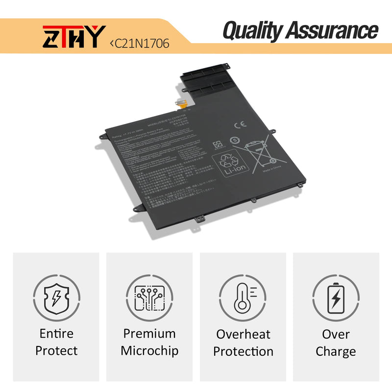  [AUSTRALIA] - ZTHY C21N1706 Laptop Battery Replacement for ASUS ZenBook Flip S UX370 UX370U UX370UA UX370UAF UX370UAR UX370F UX370UA-C4217T UX370UA-C4184T C4331T C4059 C4238T TC4131T C4372T 7.7V 39Wh 5070mAh