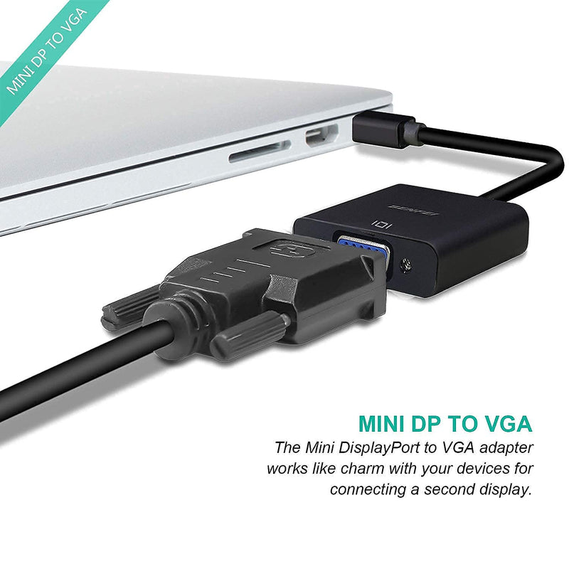 Mini DisplayPort to VGA, Benfei Mini DP Display Port to VGA (Thunderbolt Compatible) Male to Female Adapter Compatible for ThinkPad SurfacePro PC 1 PACK - LeoForward Australia