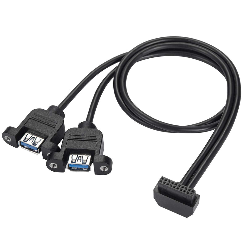  [AUSTRALIA] - MZHOU USB 3.0 19PIN to Dual Port A Female Baffle Cable, Front Cable, Suitable for Win XP/Vista / Win7 / Win8 32-Bit / 64-Bit Mac10.8 Or Higher (Interface Facing Inward) Cable-Inward