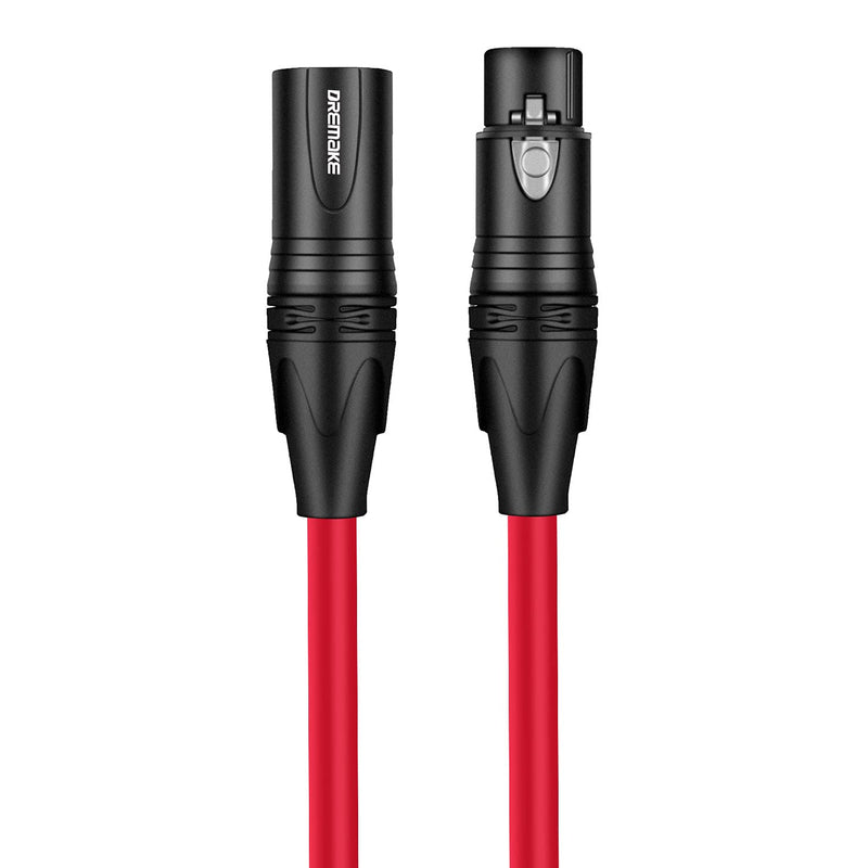  [AUSTRALIA] - DREMAKE XLR Instrument Microphone Audio Extension Cord 15FT Balanced 3 Pin XLR Male to XLR Female Mic Cable - Red 15FT/4.5M