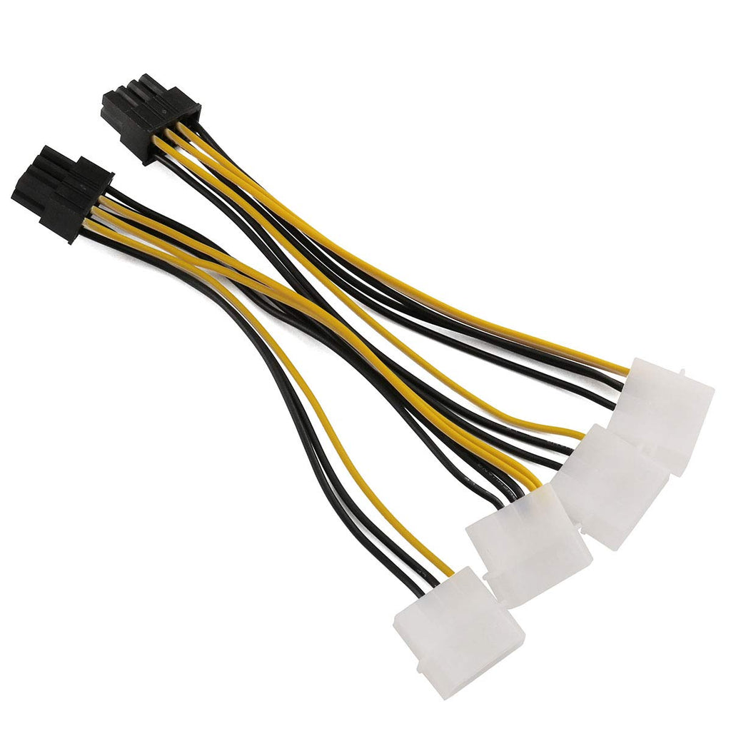  [AUSTRALIA] - E-outstanding 2PCS 20cm Dual Molex 4-Pin Male to 8-Pin Male PCI Express Power Converter Cable for Video Card Pci-e ATX PSU Power Supply