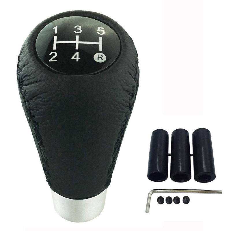  [AUSTRALIA] - Abfer Gear Stick Shift Knob Leather 5 Speed Car Shifting Knobs Shifter Lever Fit Universal Automatic Manual Transmission, Black
