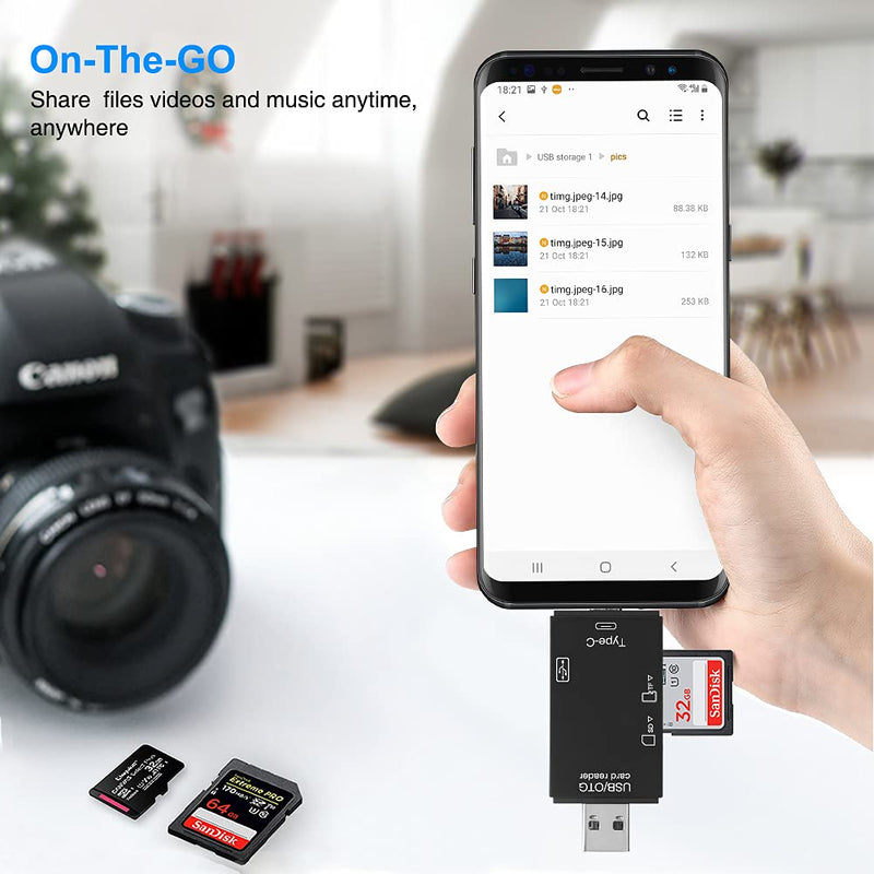  [AUSTRALIA] - USB C Micro SD Card Reader, Leizhan 6-in-1 USB C to Micro USB and USB A Memory Reader, OTG Card Reader Adapter for Camera SD/Micro SD/SDHC/SDXC/MMC, Compatible with MacBook/Windows/Samsung Android 3-Port Card Reader
