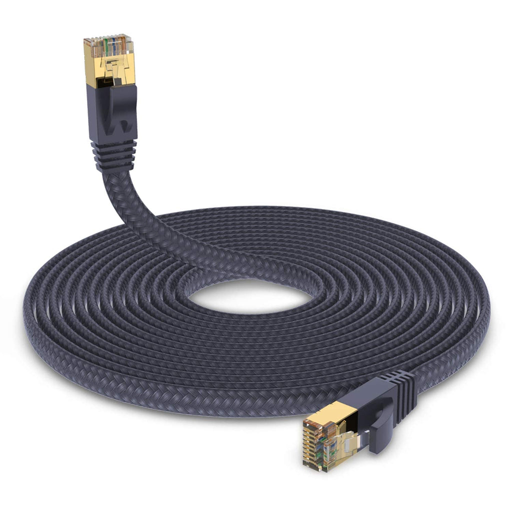  [AUSTRALIA] - Cat 7 Ethernet Cable, Hymeca Nylon Braided Cat 7 Cable 3 ft Xbox PS4 Network Cable Shielded - Solid Flat Internet Network Computer Patch Cord Slim Cat7 High Speed LAN Wire with Rj45 Connectors 3ft