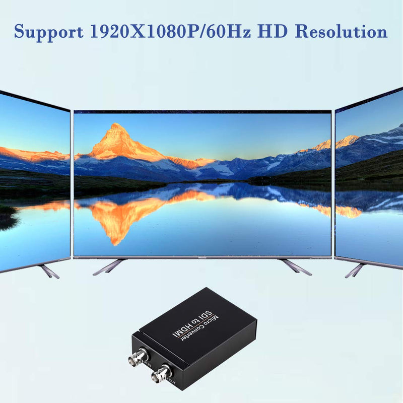  [AUSTRALIA] - SDI to HDMI Converter, 3G-SDI/HD-SDI/SD-SDI to HDMI Adapter, Auto Format Detection SDI to HDMI Video Converter Stereo Audio De-embedder