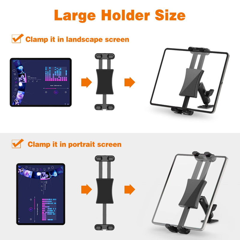  [AUSTRALIA] - Heavy Duty Tablet Holder Mount-Jubor Drill Base iPad Car Stand Holder for 6.1" - 13" Tablets for Car/Truck/Commercial Vehicles Dashboard/Wall/Desk, Compatible with iPad Mini/Pro 12.9, Samsung Galaxy