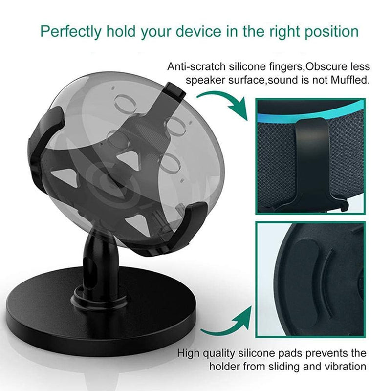  [AUSTRALIA] - WeTest 360 Degree Adjustable Echo Dot Stand, Anti-Slip Base Table Holder for Echo Dot 3rd Generation, Black