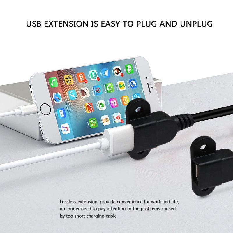 USB 2.0 Male to Dual Female Charging Extension Cable, Furniture nightstand USB Port, Panel Mount Cable with Screw Hole Used for:Mobile Phones,Table Lamps,Portable Power and More 5 ft (1pc) 1 pc - LeoForward Australia