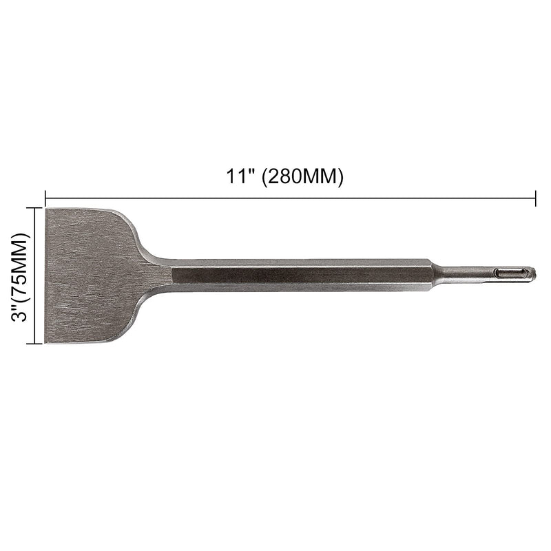  [AUSTRALIA] - Acrux7 3 Inch SDS Max Chisel, 3”x11” SDS Plus Chisel Thinset Scraper Concrete Chisel Wall and Floor Scraper Chisel for SDS Plus Shank Rotary Hammers and Demolition Hammers Tile Removal Tool
