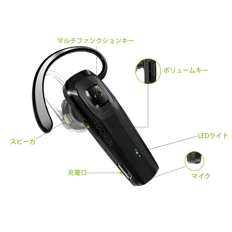 [AUSTRALIA] - TOORUN Bluetooth Headset, M26 Bluetooth Earpiece Handsfree V5.0 Wireless Headphone with Noise Cancelling and Microphone Compatible for Android iPhone Cell Phone Laptop - Black