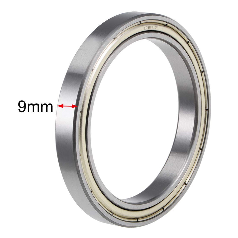  [AUSTRALIA] - uxcell 6811ZZ Deep Groove Ball Bearings 55mm Inner Dia 72mm OD 9mm Bore Double Shielded Chrome Steel Z2 2pcs 55x72x9mm