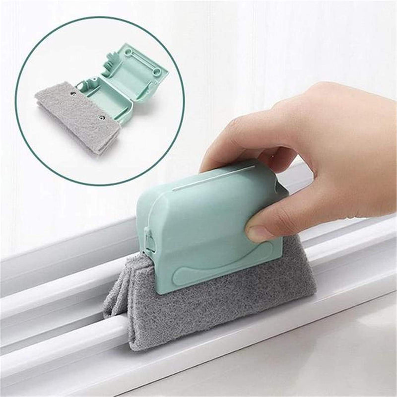  [AUSTRALIA] - 3 Packs Creative Window Groove Cleaning Brush, Hand-held Crevice Cleaner Tools, Fixed Brush Head Design Scouring Pad Material for Door, Window Slides and Gaps