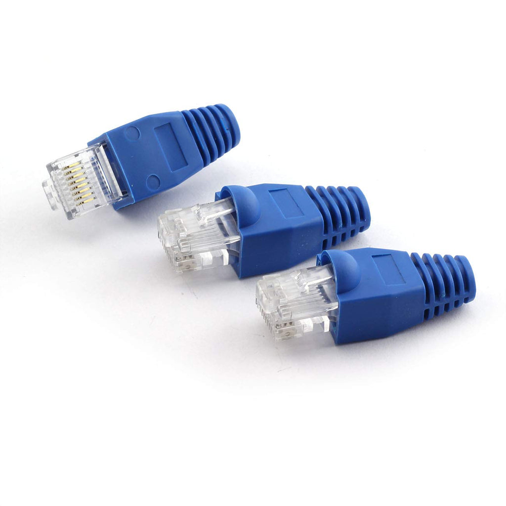  [AUSTRALIA] - ZYAMY 50pcs RJ45 8P8C Cat5e Network Cable Crystal Heads with Boots Cover Ethernet Crimp Cable Modular Plug Gold Plated Shielded CAT 5e Connector