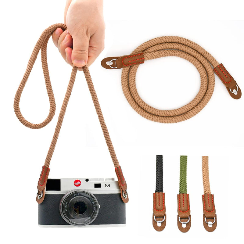  [AUSTRALIA] - Eorefo Camera Strap Vintage 100cm Camera Rope Strap Neck Shoulder Belt Strap for Mirrorless and Dslr Camera.(Brown) Brown