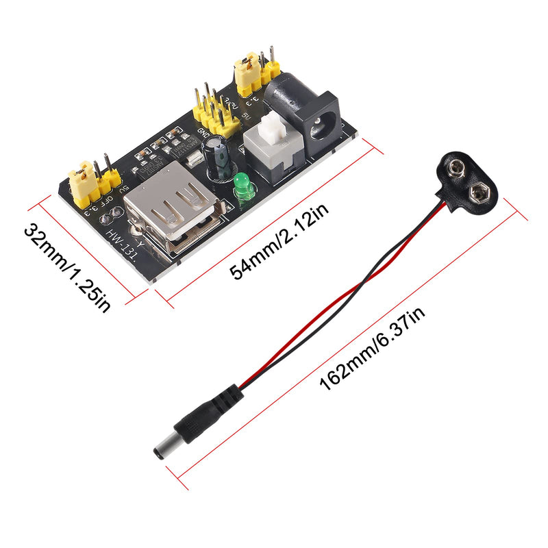  [AUSTRALIA] - AITIAO 6Pcs MB102 3.3V/5V Solderless Breadboard Power Supply Module with 6Pcs 9V Battery Clip Buckle T-Type Power Cable Male 2.1MM DC Jack Plug for Arduino Nano