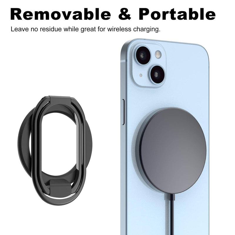  [AUSTRALIA] - Magnetic Phone Ring Magnetic Phone Grip Phone Stand Magnetic Phone Ring Holder Finger Kickstand, Adjustable Kickstand for iPhone 14/13/12 Series(Black) Black