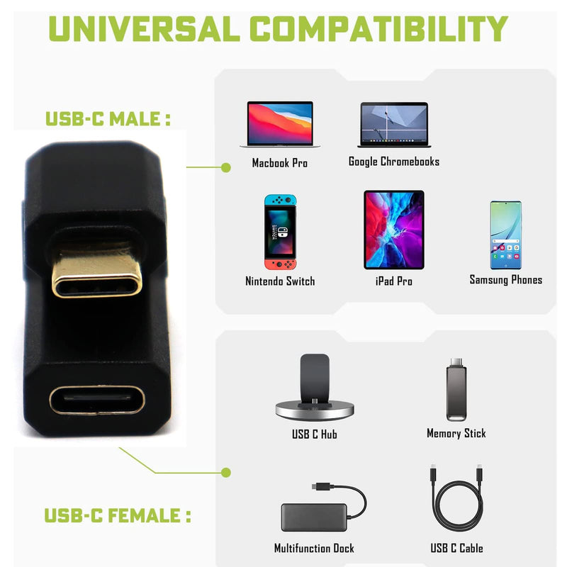  [AUSTRALIA] - 3.1 USB C to Type C Adapter, Disscool U Shaped USB C Cable 10 GBS 4K @60hz Type C 180 Degree Male to Type C 3.1 C Female Adapter U Cable for Notebook/Computer
