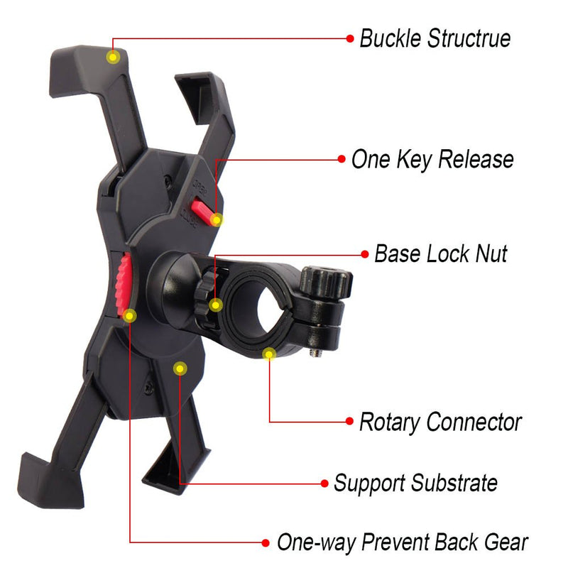  [AUSTRALIA] - visnfa Bike Phone Mount Anti Shake and Stable Cradle Clamp with 360° Rotation Bicycle Phone Mount/Bike Accessories/Bike Phone Holder for iPhone Android GPS Other Devices Between 3.5 to 6.5 inches