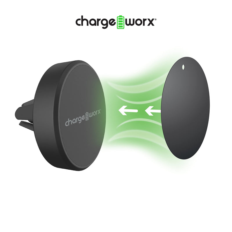  [AUSTRALIA] - CHARGEWORX Universal Magnetic Phone Holder for Car Vents|Car Accessories, Magsafe Car Mount w. Rubberized Base & 360 Rotation|Magnetic Phone Mount for Car|Fits All Smartphone, Tablet & Smart Devices