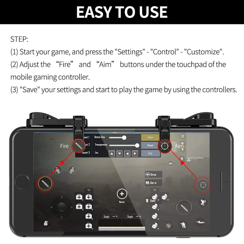  [AUSTRALIA] - 【1 Pair】 IFYOO Z108 Mobile Gaming Controller Compatible with PUBG Mobile/Fortnitee Mobile/Call of Duty Mobile, Sensitive Shoot and Aim Trigger L1R1 Compatible with Android & iPhone 1 Pair