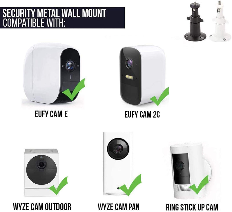  [AUSTRALIA] - Adjustable Indoor/Outdoor Security Metal Wall Mount Compatible with Arlo Pro/Pro 2/Pro 3/Ultra/Ultra 2, & Others - Ring Stick Up Cam Battery, eufyCam E/2C, Wyze Cam Outdoor/Pan (2 Pack, White)