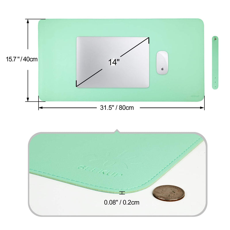 Green/Lake Blue Dual Sided PU Leather Desk Pad, 2021 Upgraded Sewing Laptop Mat, Waterproof Large Mouse Pad, Smooth Writing/Painting Mat Non-Slip Desk Protector/Decoration 31.5"x15.8" (80x40cm) Light Green/Lake Blue - LeoForward Australia