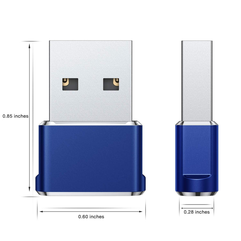  [AUSTRALIA] - Basesailor USB to USB C Adapter 3 Pack,Type C Female to USB A Male Charger Cable Converter for Apple Watch Ultra iWatch Series 8 7 SE,AirPods Pro 2,iPhone 14 13 12 11 Plus Max,iPad 9 10 Air 4 5 Mini 6 Blue