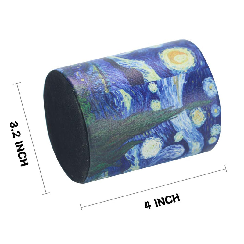 LIZIMANDU PU Leather Pencil Pen Holder,Round Pencil Cup Stationery Desk Organizer Control Storage Box for Home Office Bedroom(1 Pack,1-Starry Sky) 1-starry Sky - LeoForward Australia