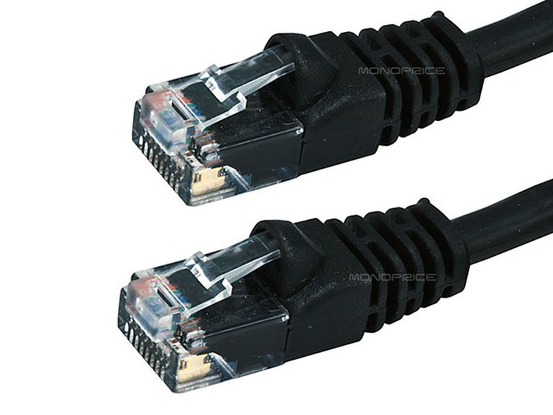  [AUSTRALIA] - Monoprice 103363 Cat5e Ethernet Patch Cable - Network Internet Cord - RJ45, Stranded, 350Mhz, UTP, Pure Bare Copper Wire, 24AWG, 2ft, Black