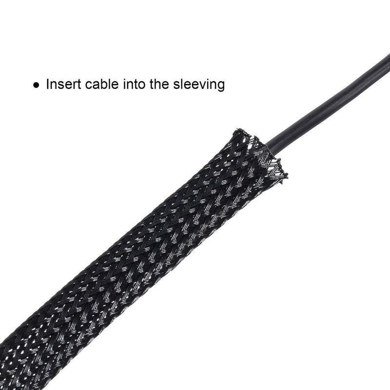  [AUSTRALIA] - 50ft PET Expandable Braided Cable Sleeve, Wire Sleeving with 127 Pieces Heat Shrink Tube for Audio Video and Other Home Device Cable Automotive Wire (1/2 Inch, 1/4 Inch, 3/8 Inch, Black) 1/2 Inch, 1/4 Inch, 3/8 Inch