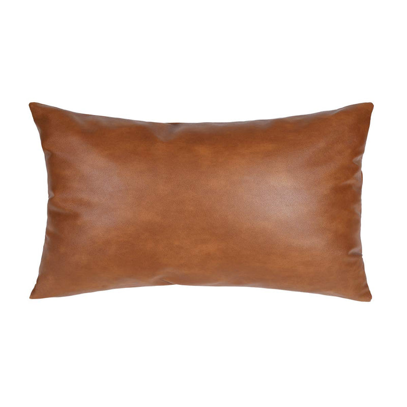  [AUSTRALIA] - SEEKSEE Faux Leather Lumbar Pillow Cover 12x20 inch, Modern Country Style Decorative Lumbar Pillow for Bedroom Living Room Sofa Brown Accent Pillows. Full Leather 12x20 1PC