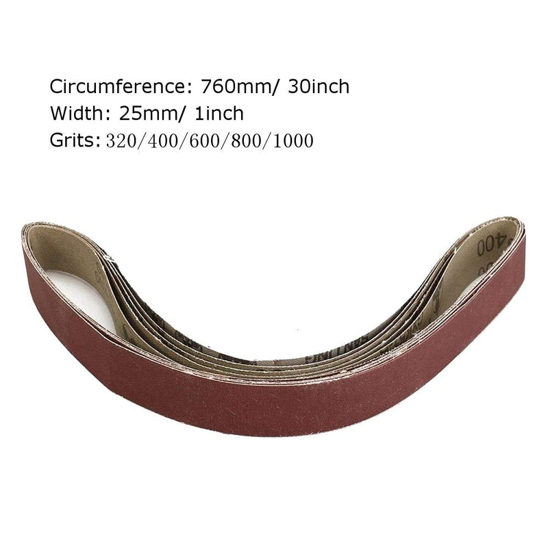  [AUSTRALIA] - 1 Inch x 30 Inch Sanding Belt, 320/400/600/800/1000 SuperFine Grits, 5 Pcs Aluminum Oxide Sanding Belts for Belt Sander 1"x30"