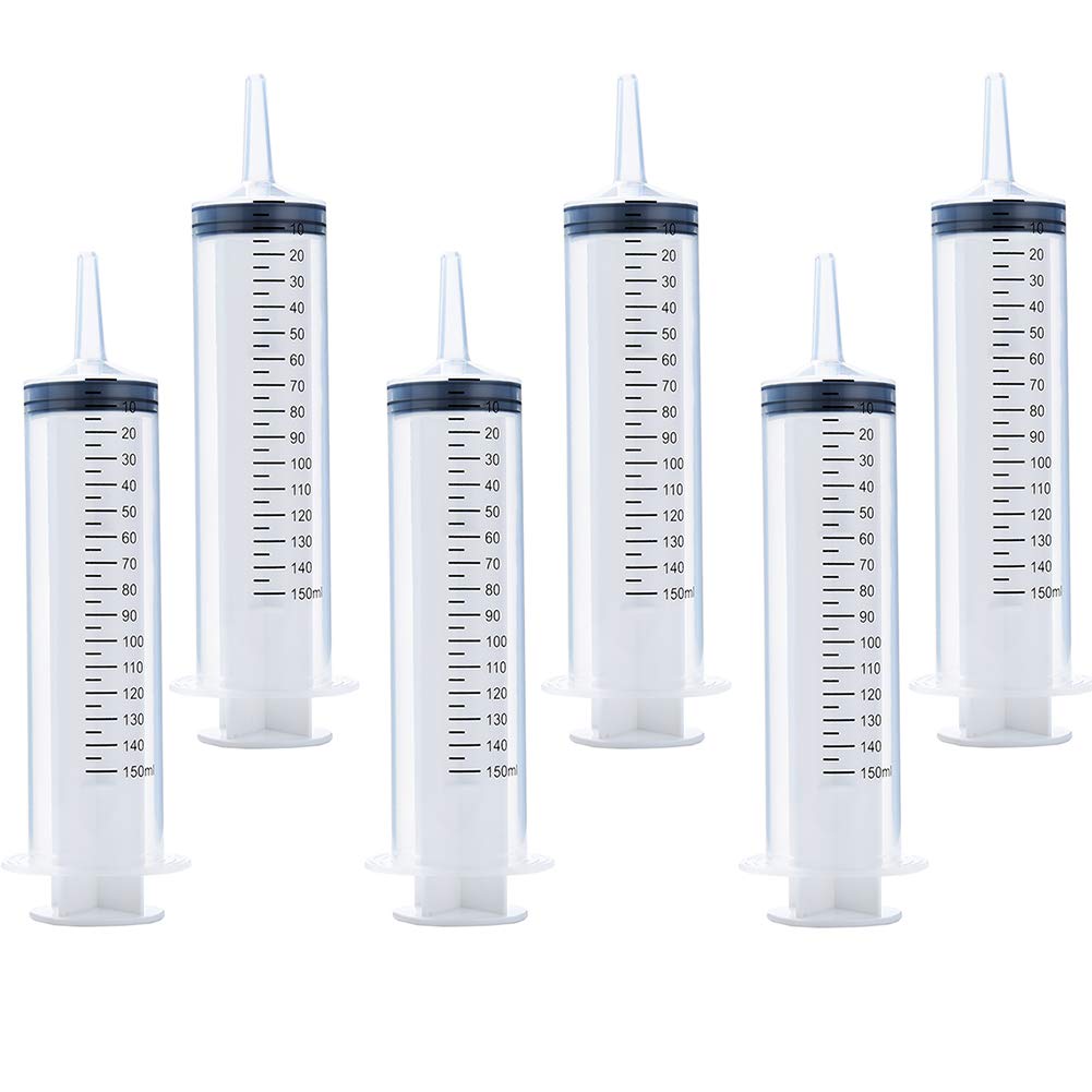  [AUSTRALIA] - 6 Pack 150ml Syringes, Large Garden Syringe for Scientific Labs, Measuring, Watering, Refilling
