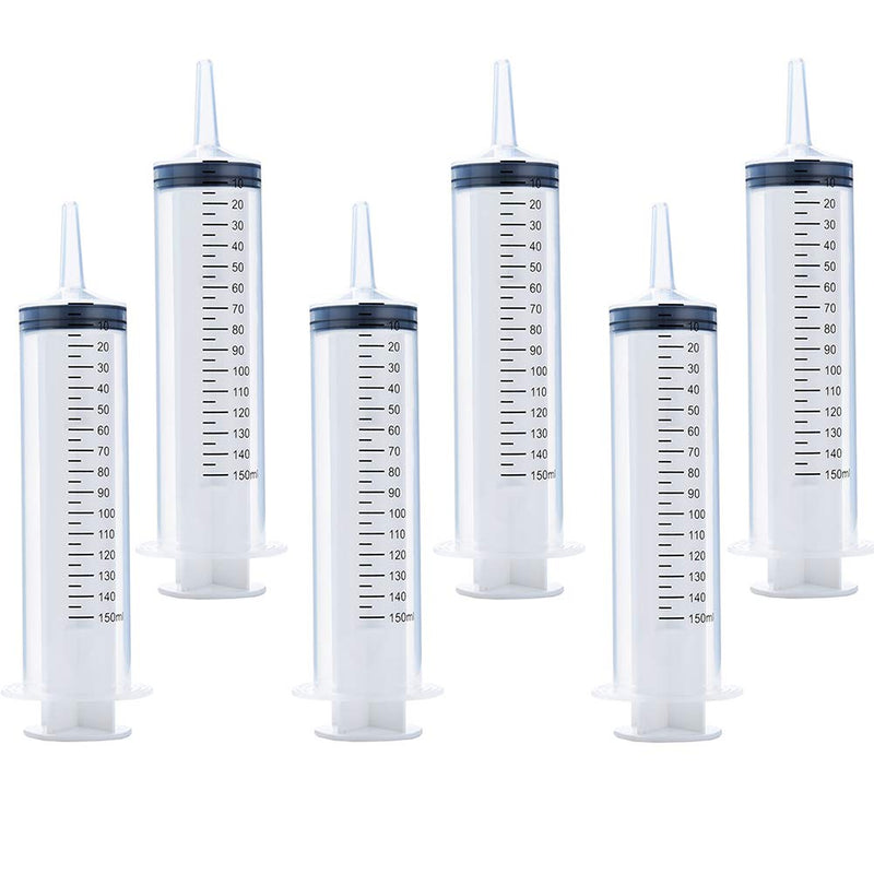  [AUSTRALIA] - 6 Pack 150ml Syringes, Large Garden Syringe for Scientific Labs, Measuring, Watering, Refilling