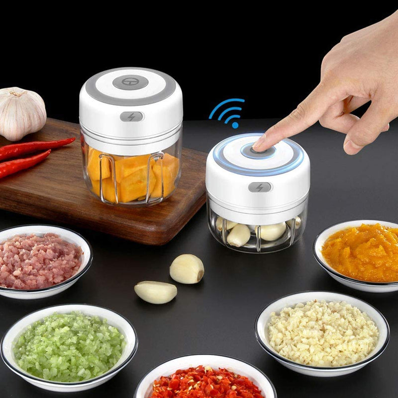  [AUSTRALIA] - Electric Mini Food Chopper 250ML, Portable Waterproof Garlic Press Chopper with USB Charging, Powerful Small Food Processor Garlic Masher /Blender For Pepper Meat Chili Vegetable Nuts