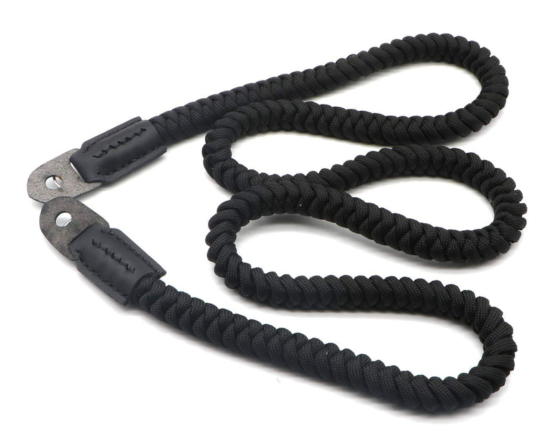  [AUSTRALIA] - HITHUT Paracord Woven Camera Neck Shoulder Strap Belt Hand Made For Canon Nikon Sony Olympus Pentax Fujifilm Panasonic SLR DSLR Digital Mirrorless Cameras 42 inch Black 105cm/42inch