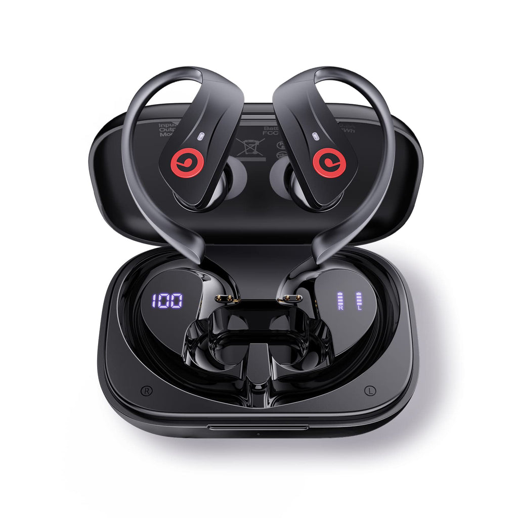  [AUSTRALIA] - Wireless Earbuds Bluetooth 5.3 Headphones LED Digital Display 60H Playtime Wireless Headphones with Wireless Charging Case Sports Headphones with Earhooks IPX7 Waterproof Ear Buds for Workout Running