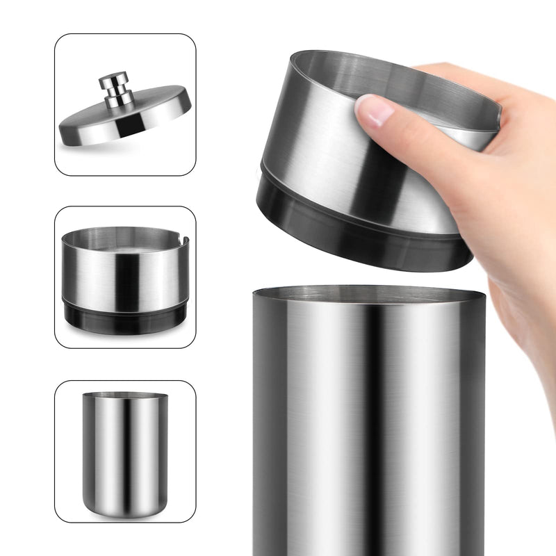  [AUSTRALIA] - Car Ashtray with Lid Smell Proof Stainless Steel Portable Ash Tray for Car Cup Holder Detachable Windproof Extinguished Cigarette Bucket Automotive Ashtrays for Outdoor Home Office