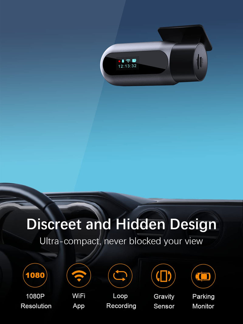  [AUSTRALIA] - Dash Cam WiFi FHD 1080P Car Camera, Front Dash Camera for Cars, Mini Dashcams for Cars with Night Vision, 24 Hours Parking Mode, WDR, Loop Recording, G-Sensor, APP, Support 128GB Max