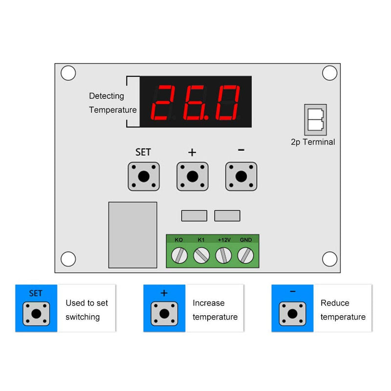  [AUSTRALIA] - AITRIP 3PCS W1209 12V DC Digital Temperature Controller Board with 10A One-channel Relay and Waterproof Micro Digital Thermostat -50-110°C Electronic Temperature Temp Control Module Switch (With Case) 3-PACK