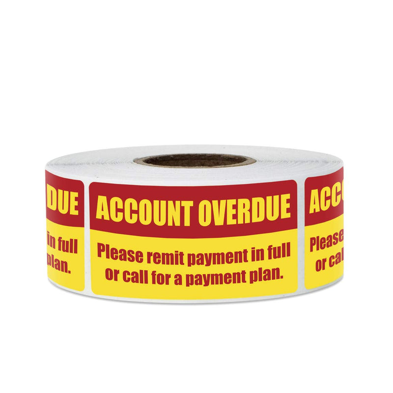 900 Labels - Account Overdue Sticker Bundle for Billing Past Due Collections (2 x 1 inch - 3 Rolls) Pink, Red-yellow, Black-yellow - LeoForward Australia