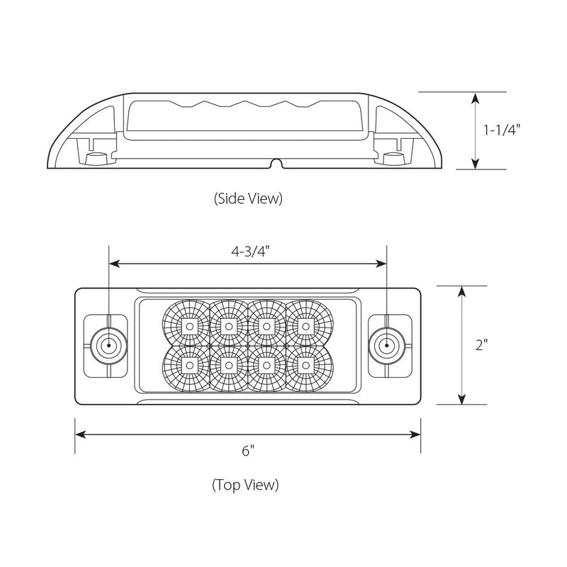  [AUSTRALIA] - Grand General 77660 Amber Rectangular Spyder 8-LED Marker and Clearance Sealed Light Amber/Amber